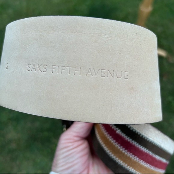 Saks Fifth Ave Genuine Leather Wide Multicolor Belt - Picture 9 of 10
